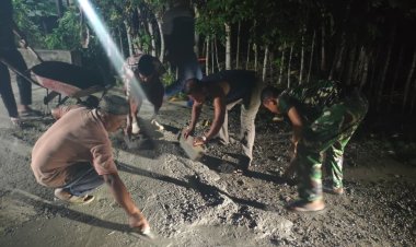 Rasa Memiliki terhadap Desa, Satgas TMMD Abdya Semenisasi Sambungan Jembatan  Gunung Cut